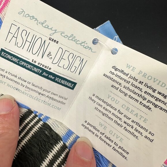 Noonday Collection Handwoven Colorful Striped Infinity Scarf Guatemala Rainbow - Picture 3 of 10